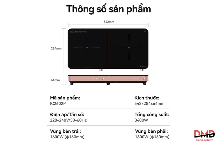 Bếp từ đôi FUJIHOME IC2602P