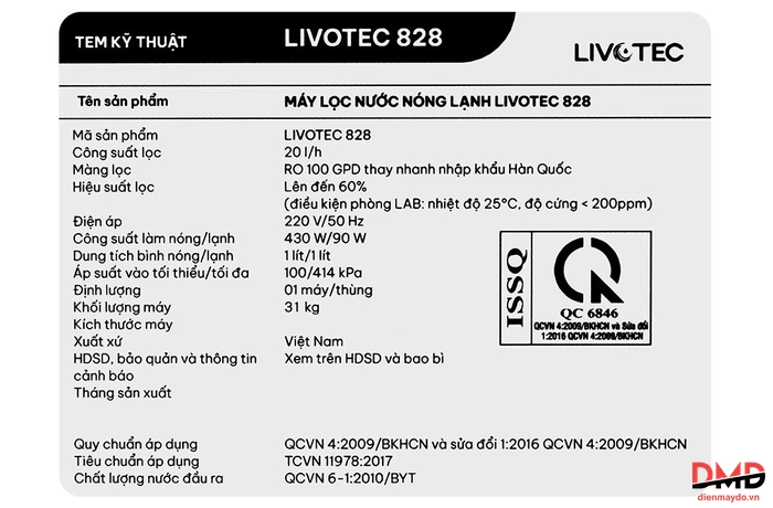 Máy lọc nước RO Livotec 828