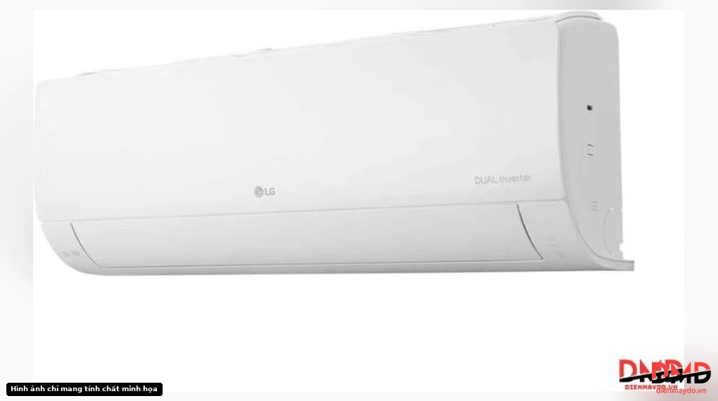 Right angled view of Điều hòa LG Inverter 1.5 HP IEC12G2 indoor unit with closed louver
