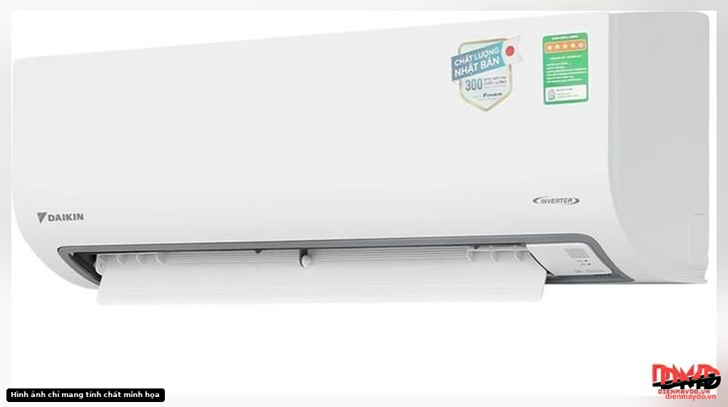 Angled view of the Điều hòa Daikin Inverter 1.5 HP ATKB35ZVMV indoor unit with open louvers