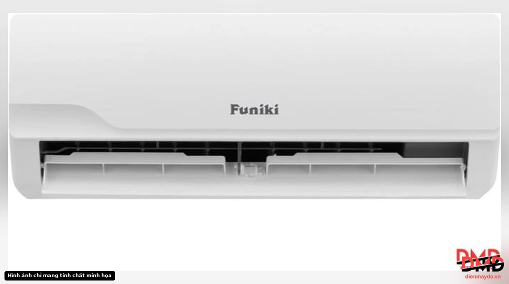 Front view of the open indoor unit of Điều hòa Funiki Inverter 1 HP HPIC09TMU showing louvers