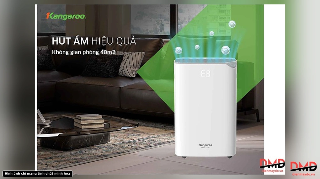 Máy hút ẩm Kangaroo KGDH20 20 lít in a modern living room setting