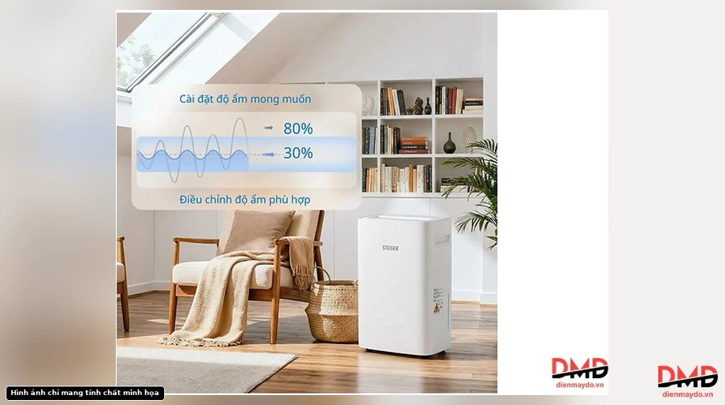 Cài đặt độ ẩm trên Máy hút ẩm Steiger STG-820DW 20 lít