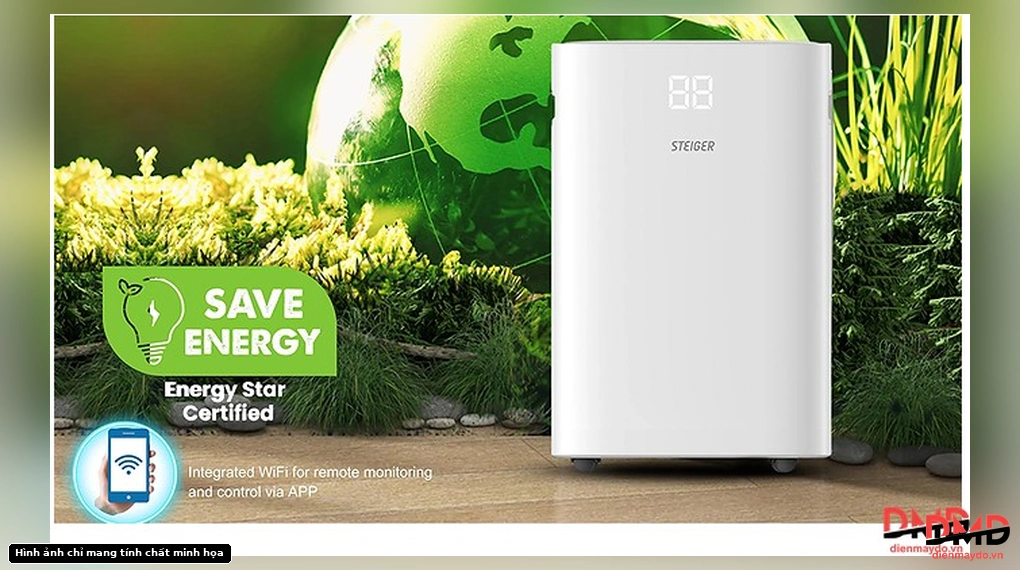 Máy hút ẩm Steiger STG-836DW 36 lít with Save Energy and WiFi icons