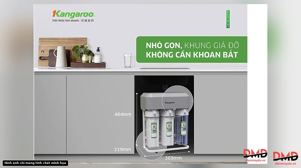 Máy lọc nước RO Kangaroo KGHP10K3 10 lõi - Kích thước và lắp đặt dưới chậu rửa