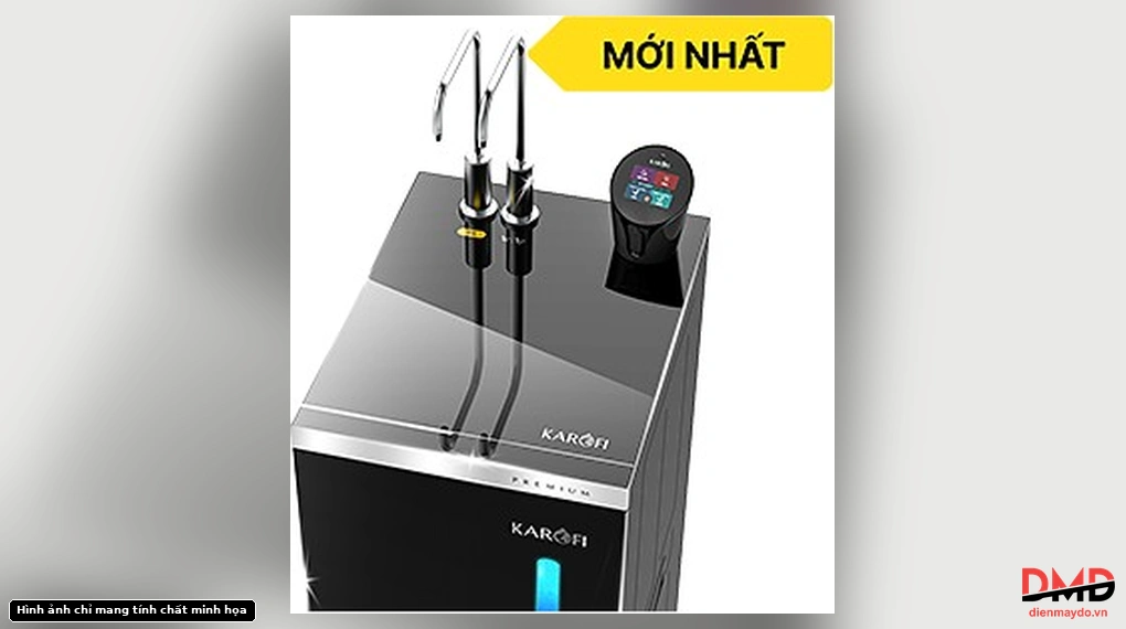 Top view of faucets and smart display on Máy lọc nước RO Karofi KAE-S86 12 lõi