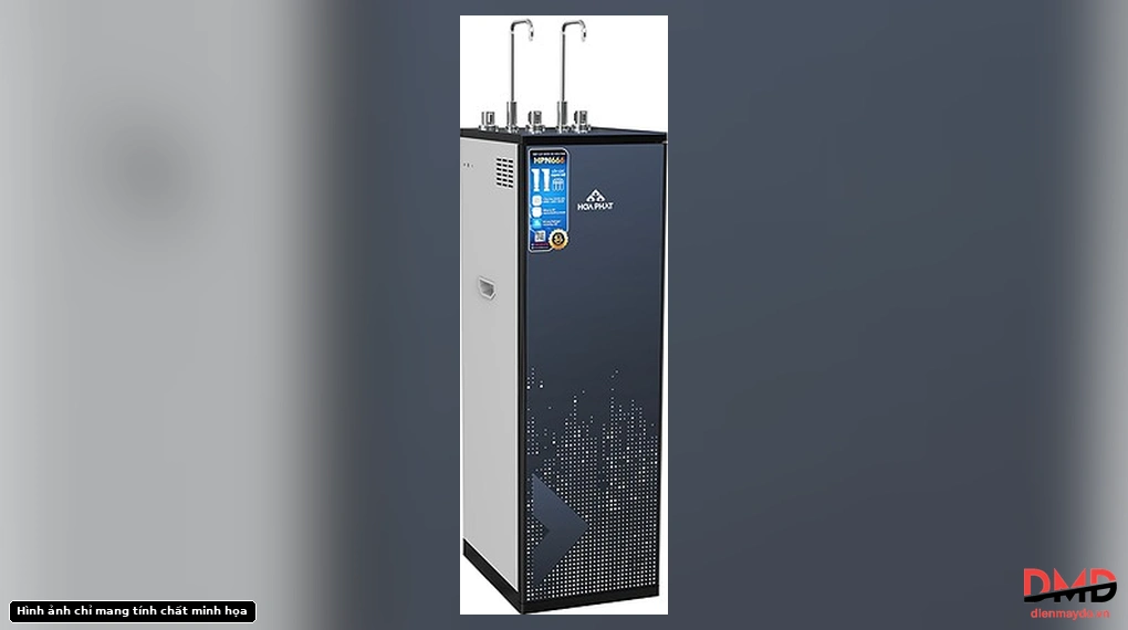Góc nghiêng trái Máy lọc nước RO nóng lạnh Hòa Phát HPN666 11 lõi