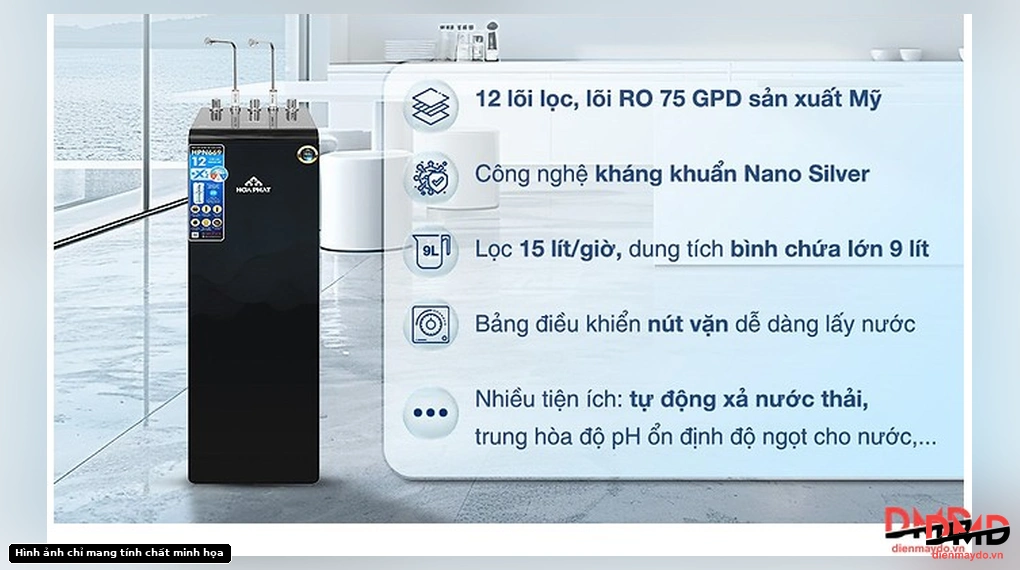 Máy lọc nước RO nóng lạnh Hòa Phát HPN669 12 lõi - Tính năng nổi bật