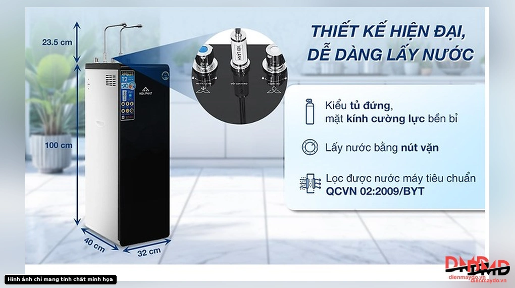 Máy lọc nước RO nóng lạnh Hòa Phát HPN669 12 lõi - Kích thước và thiết kế