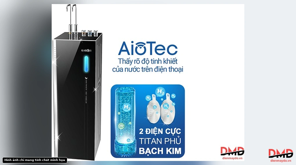 Máy lọc nước RO nóng nguội lạnh Hydrogen ion kiềm Karofi KAE-S688 12 lõi - Tính năng AioTec và điện cực Titan