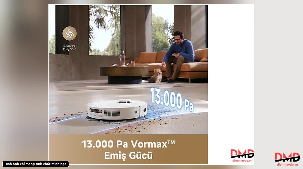 Robot hút bụi lau nhà Dreame D20 Ultra cleaning floor demonstrating suction power