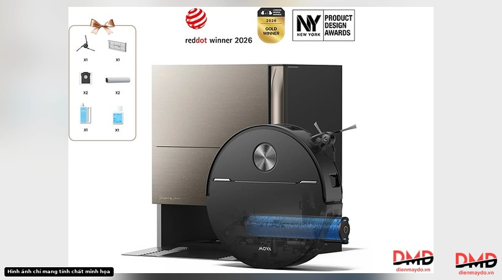 Robot hút bụi lau nhà MOVA Z70 Ultra Roller with base station, roller brush, and accessories