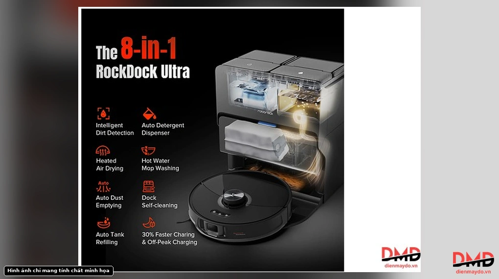Robot hút bụi lau nhà Roborock S8 MaxV Ultra 8-in-1 RockDock Ultra features infographic