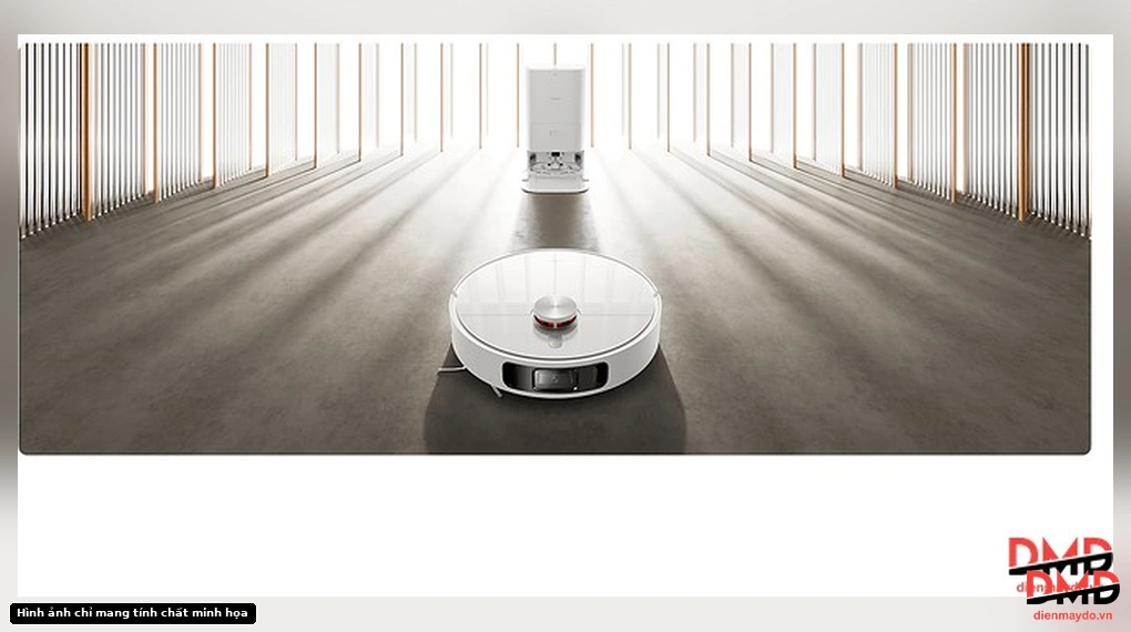 Xiaomi Robot Vacuum X10 Plus approaching its base station in a modern, sunlit hallway