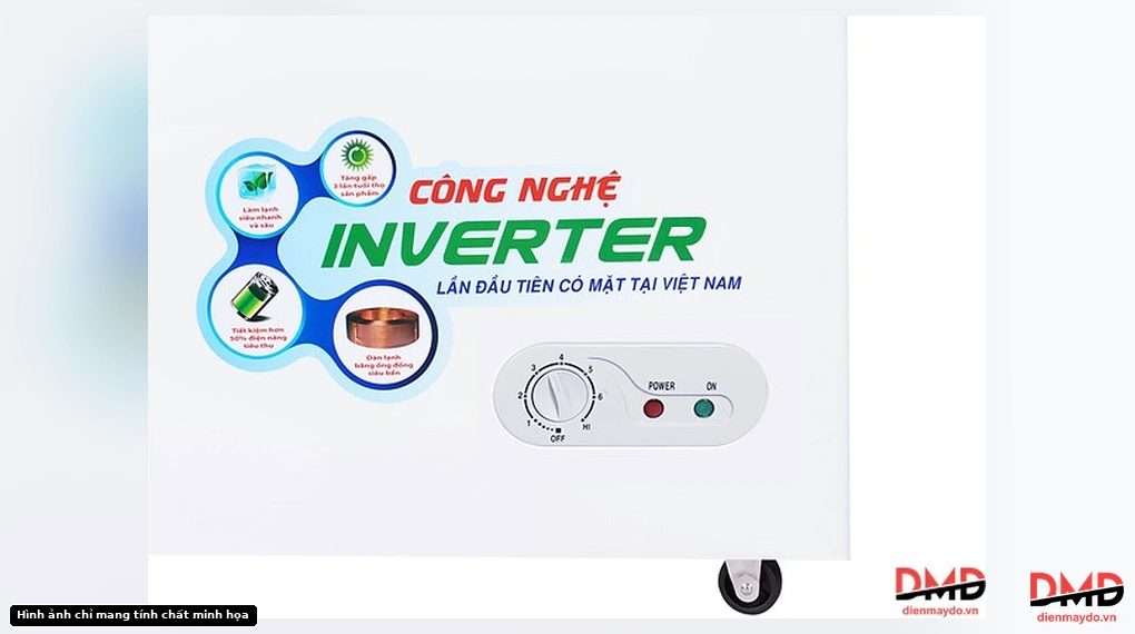 Control panel and Inverter sticker on Tủ đông Sanaky Inverter 365 lít VH-5699W3
