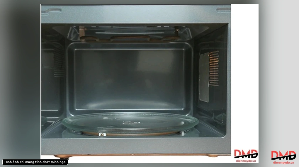 Interior cavity view of Lò vi sóng Electrolux EMS3085X 30 lít showing glass turntable