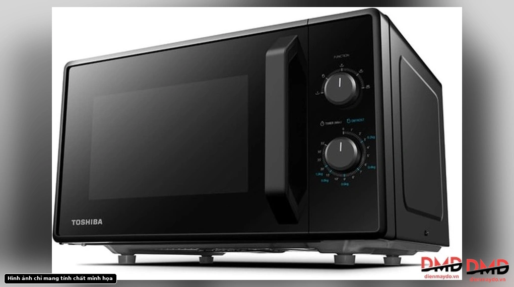 Right angled view of Lò vi sóng Toshiba MW2-MM24PC(BK) 24 lít showing control knobs
