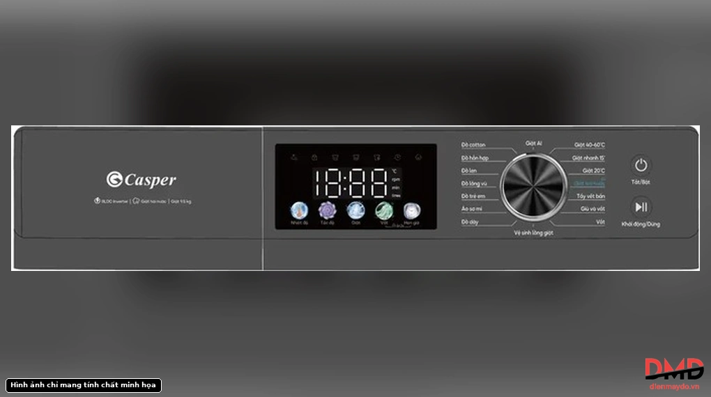 Control panel of Máy giặt Casper Inverter 9.5 kg WF-D95VGR1