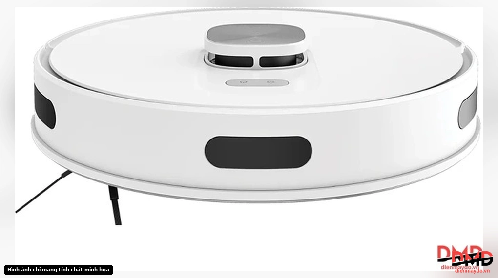 Low-angle front view of the white Hitachi RV-X20P robot vacuum cleaner showing the front bumper and sensors