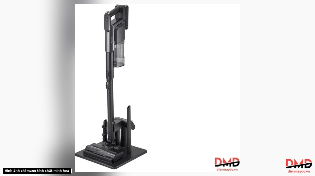 Panasonic MC-SBR70K946 cordless vacuum cleaner full view on stand with accessories
