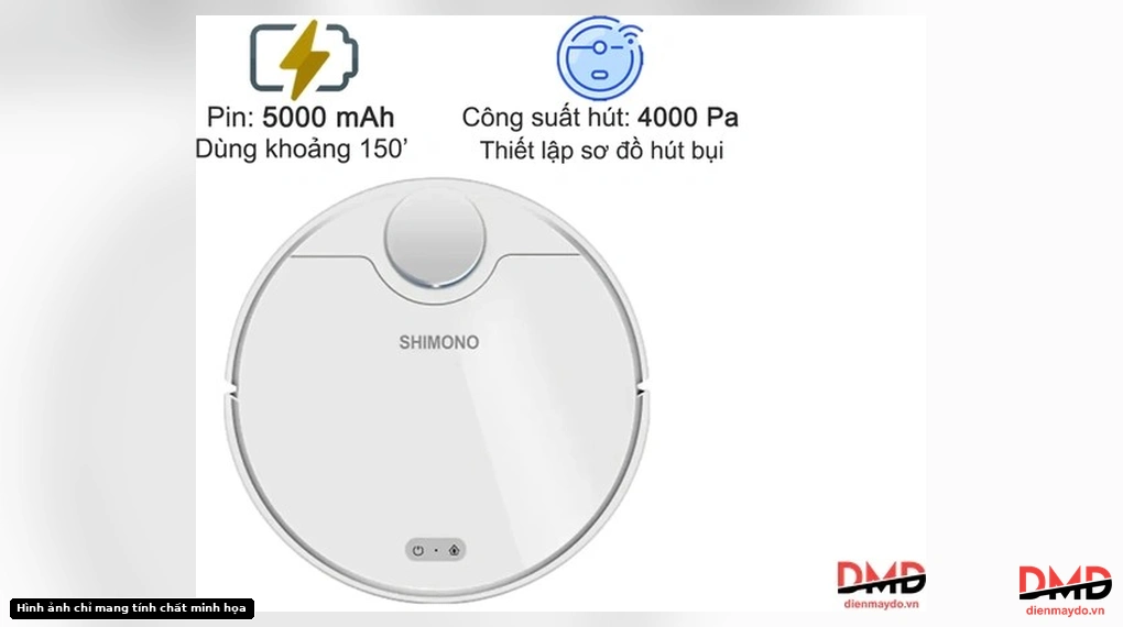 Top view of Robot hút bụi Shimono ZK902 with specification text
