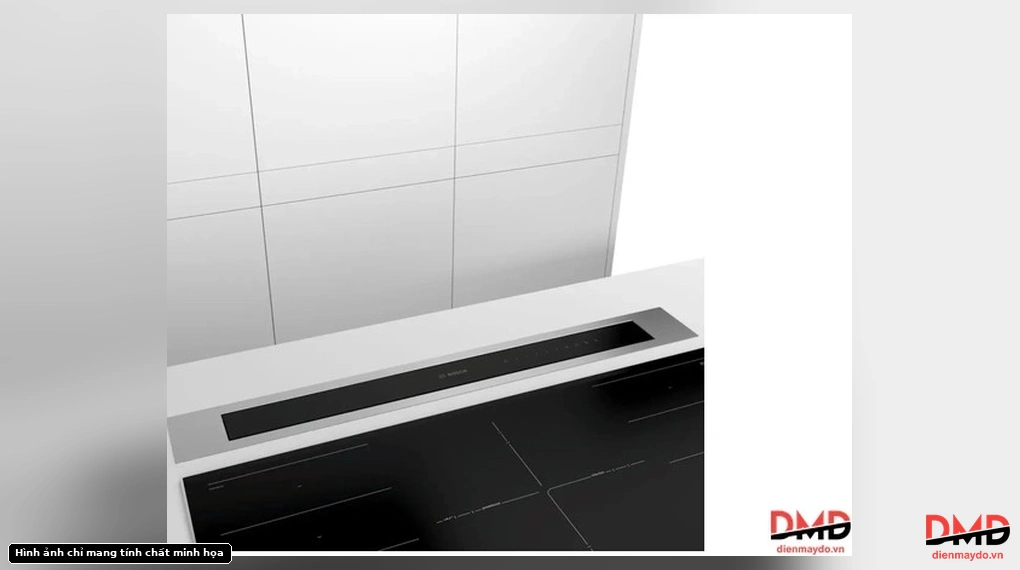 Máy hút mùi âm bàn Bosch DDD97BM60B retracted flush with the countertop behind an induction hob
