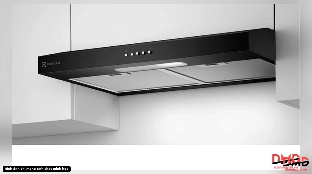 Electrolux ECF7311KB range hood installed under white kitchen cabinets