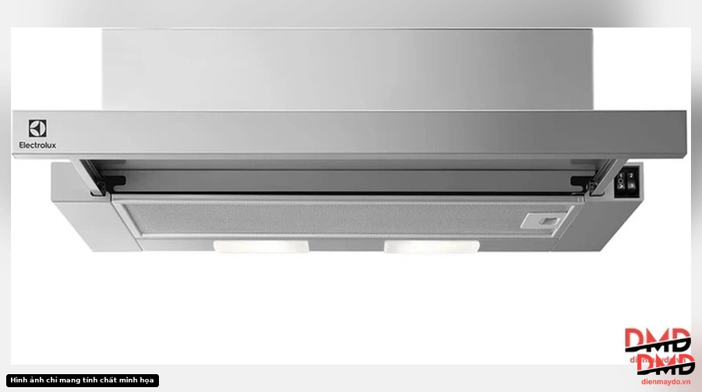 Front view of Máy hút mùi Electrolux LFP216S showing the control panel and lights