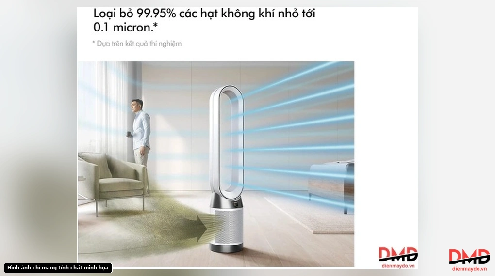 Máy lọc không khí Dyson TP10 in a living room demonstrating airflow