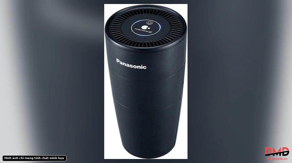 Top angled view of Máy lọc không khí Panasonic F-GPT01A-K 3.5W with illuminated control panel