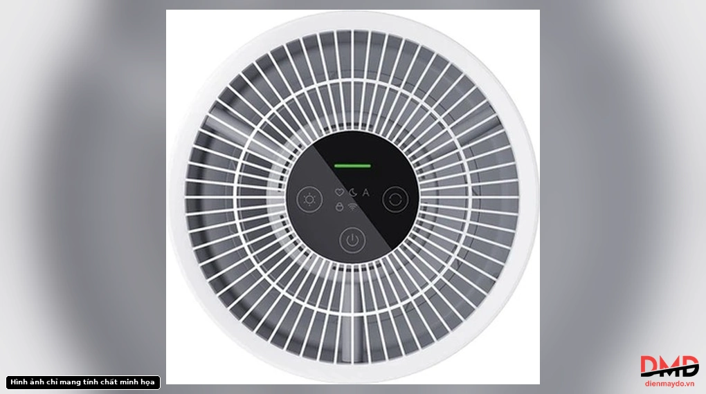 Close-up top view of the control panel on the Xiaomi Smart Air Purifier 4 Compact EU (BHR5860EU) showing touch buttons and indicator lights.