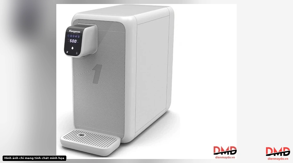 3/4 angled view of Máy lọc nước Hydrogen Ion Kiềm Để Bàn Kangaroo KG400HD showing the front and side profile
