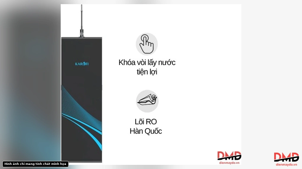 Front view of Máy lọc nước Karofi KAQ-C06 with feature highlights