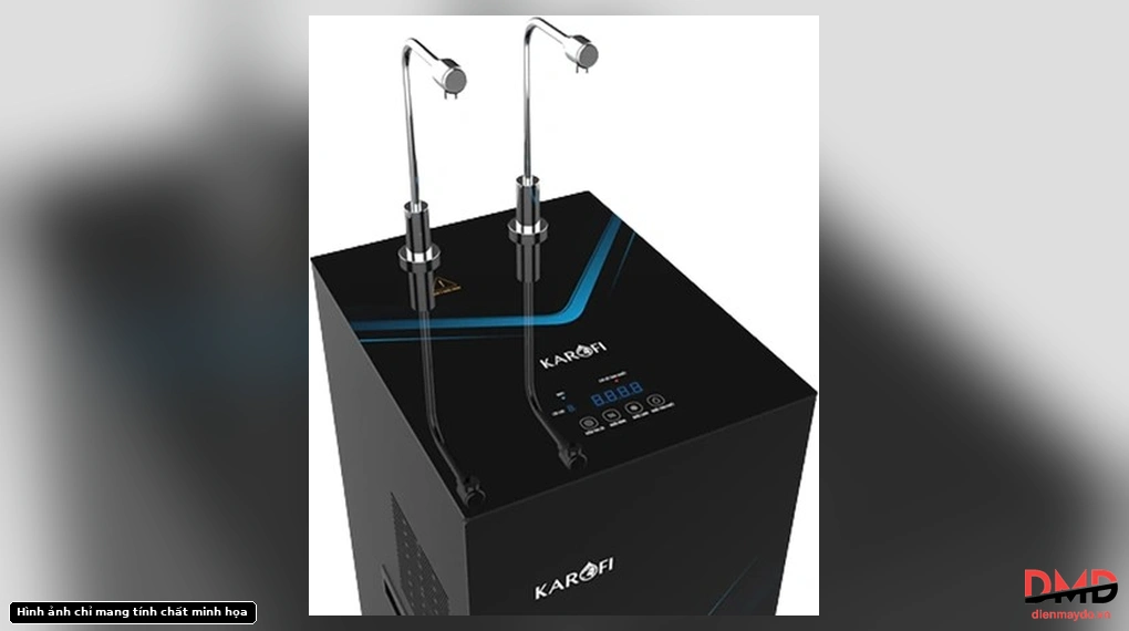 Top control panel and faucets of Máy lọc nước nóng lạnh Karofi KAD-N69 10 lõi