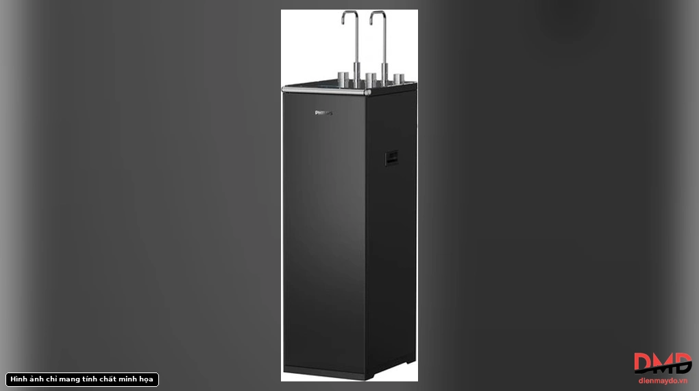 Right angled view of Máy lọc nước RO nóng lạnh Nguội Philips ADD8922/74 showing the side panel and top controls