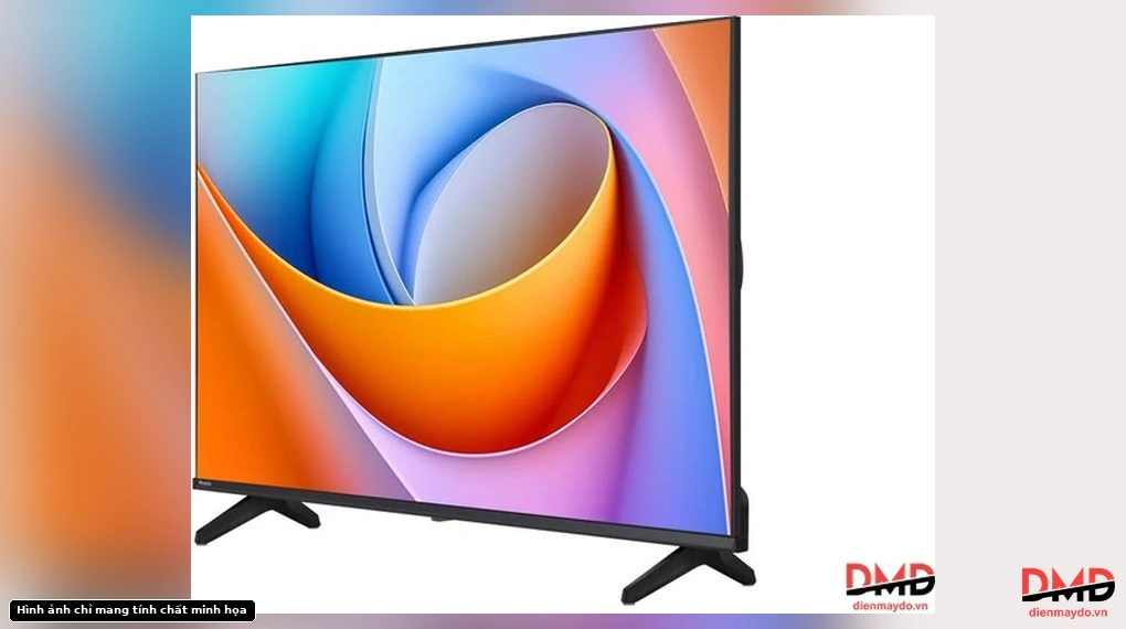 Angled view of Smart Tivi Hisense 32 inch 32A4Q showing the screen and stand