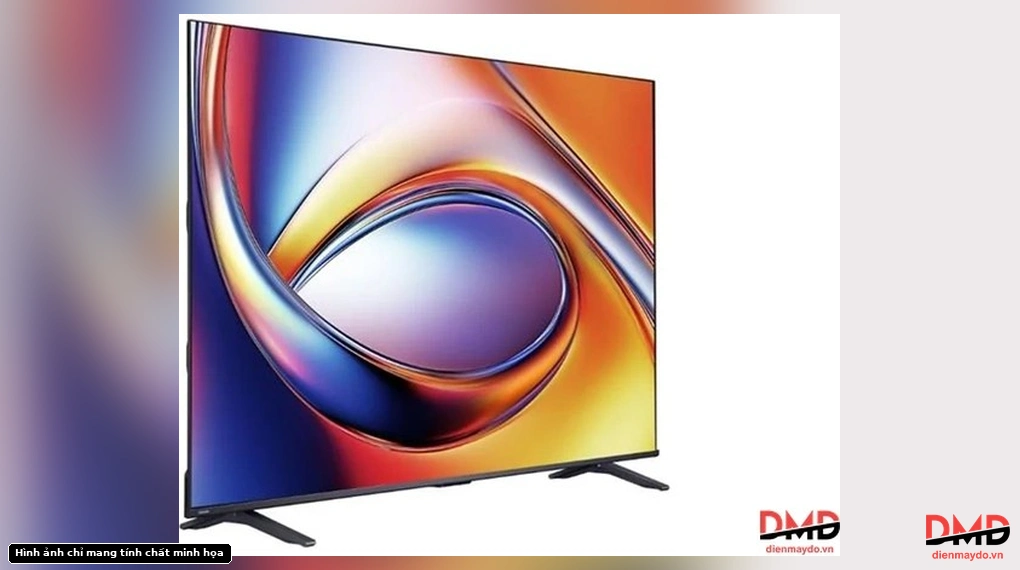 Left angled view of Smart Tivi Toshiba AI 65 inch 65M450RP showing its thin profile and stand