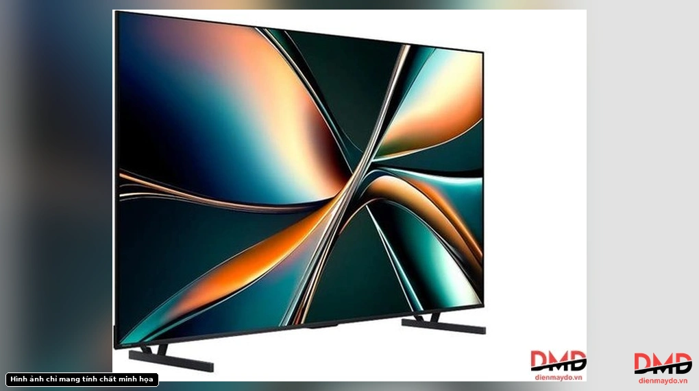 Angled view of Smart Tivi Hisense 85 inch 85U6Q showing the screen and stand