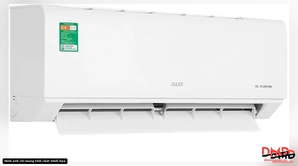 Left angle view of the Điều hòa AUX Inverter 1 HP AW10CAA4DI-3VN indoor unit with open louver
