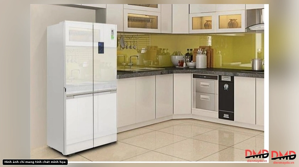 Tủ lạnh Haier Inverter 578 lít HM720AGWVNU1 in a kitchen setting