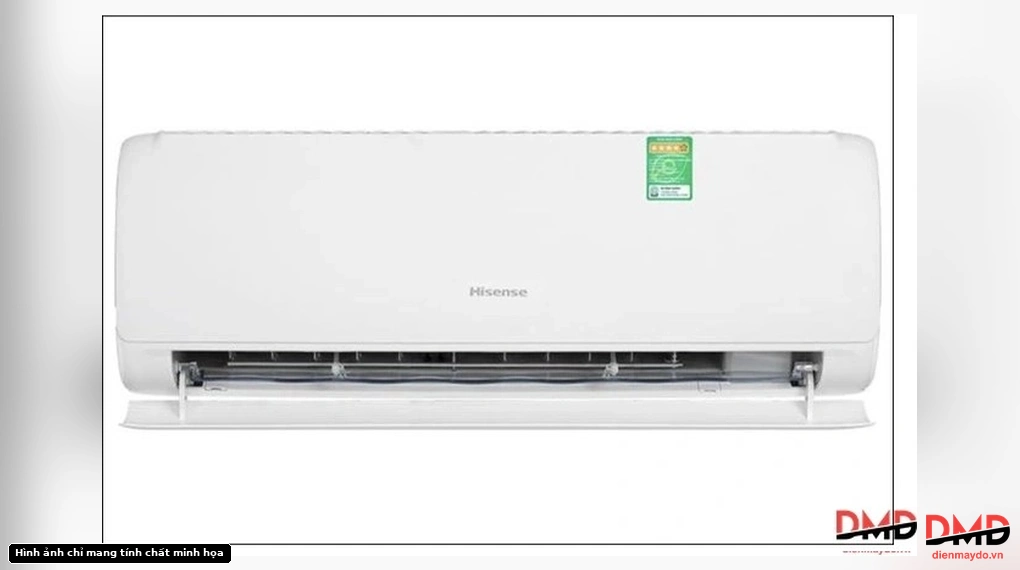 Front view of Điều hòa Hisense Inverter 1.5 HP AS-12TR4RGUUA00 indoor unit with louver open