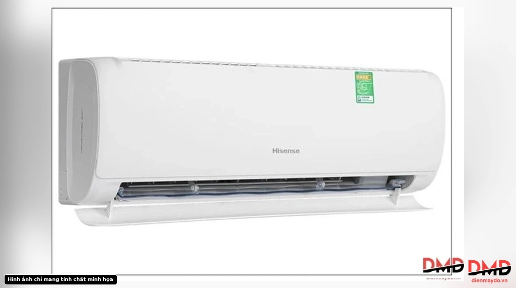 Left angle view of Điều hòa Hisense Inverter 1.5 HP AS-12TR4RGUUA00 indoor unit with louver open