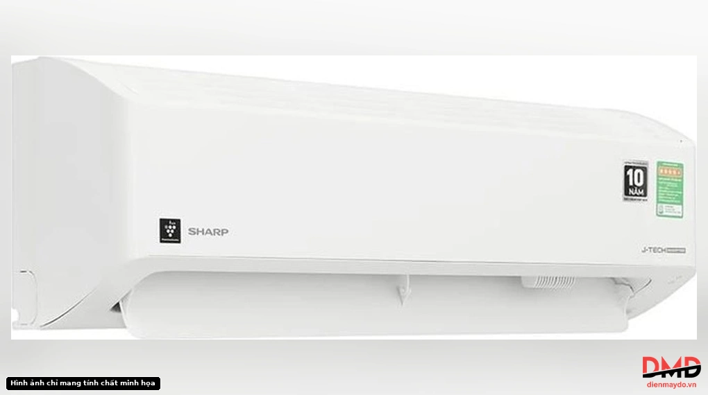 Sharp Inverter 1 HP AH-XP10CMW indoor unit angled view open louver