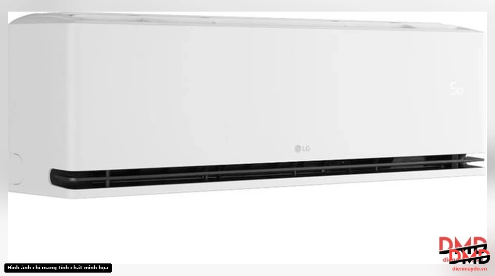 Angled view of LG Inverter 1 HP IDH09M1 indoor unit, closed, showing temperature display