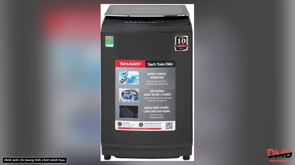 Front view of Máy giặt Sharp Inverter 13 kg ES-TM130CD-DS with closed lid