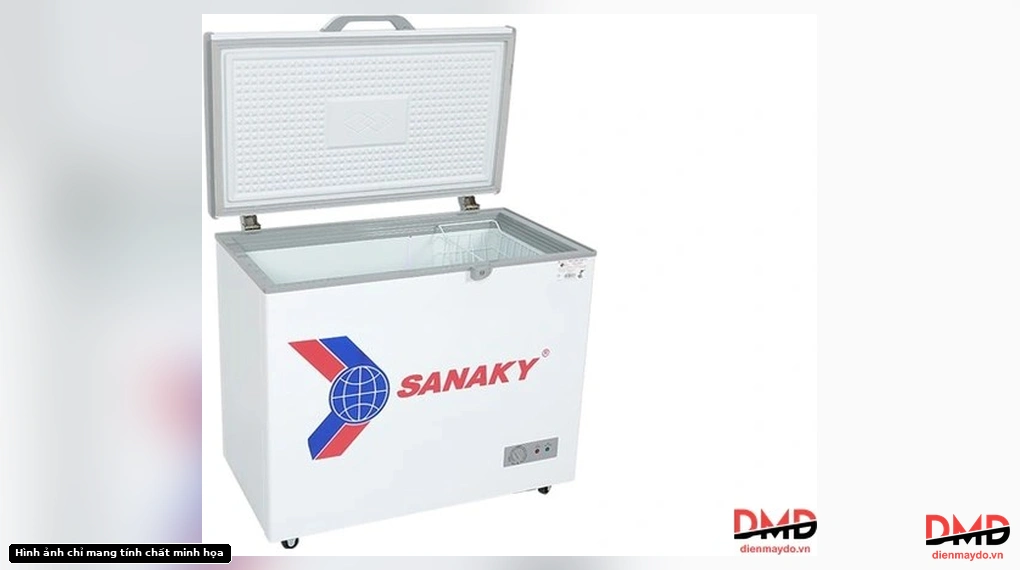 Tủ đông Sanaky 208 lít VH255HY2 open view showing interior and basket