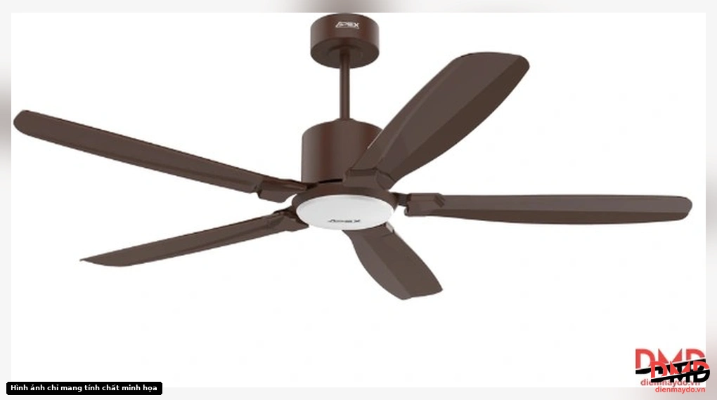 Góc nhìn xiên từ dưới lên của Quạt trần Sunhouse 5 cánh APF7682B 60W