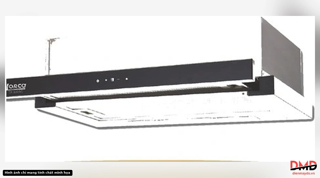 Máy hút mùi âm tủ màu đen 70cm Lorca TA 3005C-70 overall design with extended front panel