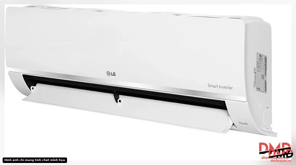 Right angled view of Điều hòa LG Inverter 1 HP AMNQ09GSJB0 indoor unit with open louver