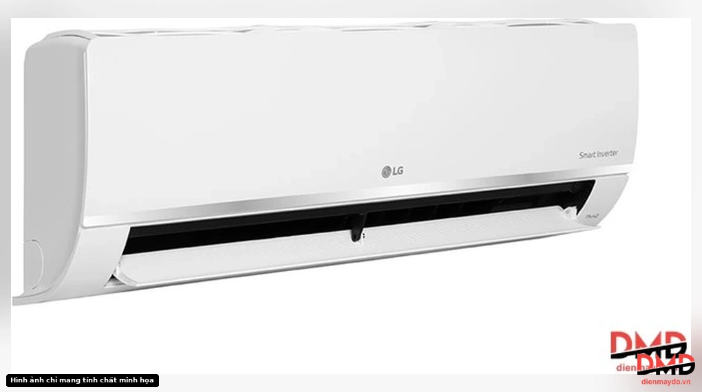 Left angled view of Điều hòa LG Inverter 1 HP AMNQ09GSJB0 indoor unit with open louver